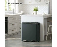 Songmics Atliekų dėžė 60 litrų (2 x 30 L) Pilka