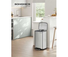Songmics Šiukšliadėžė 30L nerūdijančio plieno
