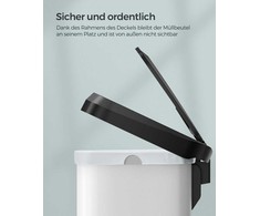 Songmics Virtuvės 50 litrų metalinė šiukšliadėžė su dangčiu balta-juoda