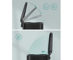 Songmics Atliekų dėžė virtuvės kojinis plieno pedalas juodas