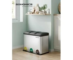 Songmics Didelis 45 litrų talpos atliekų separatorius (3 x 15 l)