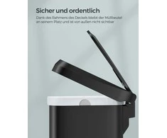 Songmics 50 litrų metalinė šiukšlių dėžė su dangčiu, juoda
