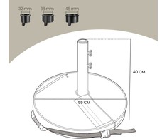 Songmics Skėčio pagrindas, 55.1x55.1x40.1 cm, juodas