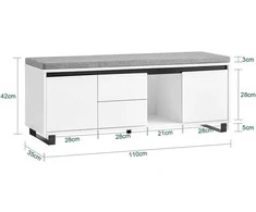 Batai, SoBuy FSR176-W, 110x35x42 cm