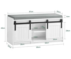 Suolių, SoBuy FSR133-K-W, 90x35x46 cm