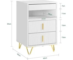 Sobuy Naktinis staliukas, 40x40x63 cm, balta, MDF