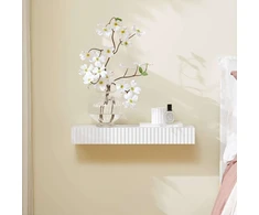 Sobuy Sieninė lentyna su stalčiumi ir LED apšvietimu, 60x20x8 cm, balta, MDF