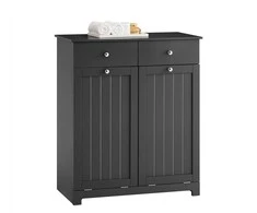 Sobuy Skalbinių spintelė 78x38,5x90,5 cm juoda, laikymo