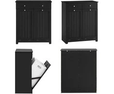 Sobuy Skalbinių spintelė 78x38,5x90,5 cm juoda, laikymo
