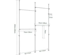 Sobuy Spintos organizatorius, 124x226x200x295 cm, pilka, metalas