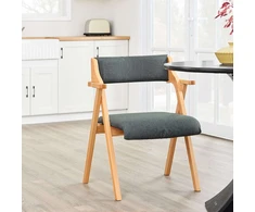 Sobuy Sulankstoma valgomojo kėdė 61,5x56x77,6 cm tamsiai pilka, mediena