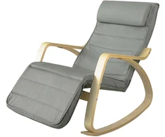 SoBuy modernus supamasis krėslas su kojų atrama, poilsio kėdė, pilka, FST16-DG
