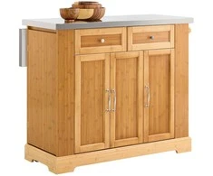 Sobuy Virtuvės sala 107x46–71x92,5 cm bambukas nerūdijantis plienas
