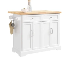 Sobuy Virtuvės sala vežimėlis 115x46/71x92 cm Balta Saugykla
