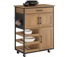 Sobuy Virtuvinis vežimėlis 67x88x37 cm rudas, metalas
