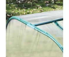 Outsunny plėvelinis šiltnamis su durelėmis, daigykla, augalų namelis, plėvelė, plienas, PVC, skaidrus, 395 x 100 x 80 cm