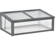 "Outsunny" medinis šaldymo rėmas, mini šiltnamis 100 x 65 x 40 cm, šiltnamis su dangčiu, apsauga nuo UV spindulių, permatomas šaldymo rėmas, žiemai atspari pakelta lova sode, pilkos spalvos