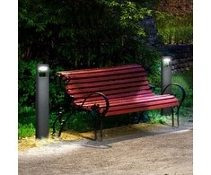 "Outsunny" sodo apšvietimo stulpas su šiltai baltu LED, reguliuojamas pasvirimo kampas, IP65, aliuminis, lauko, tamsiai pilka