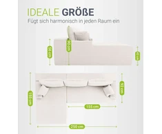 Sofa Coredo 250x56x155 cm Kreminė