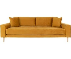 House Sofa, Lido 3 vietų, Garstyčių geltona, Natūralaus medžio kojos