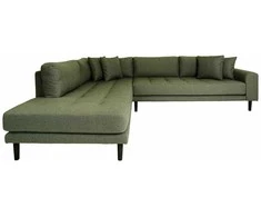 House Sofa, Lido kampinė, alyvinė žalia, juodos spalvos kojos