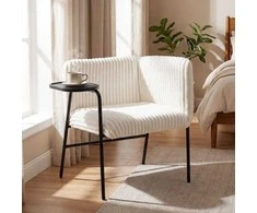 Sofa Promotions Fotelis, 65x62x72.5 cm, baltas, metalinis rėmas, apmuštas
