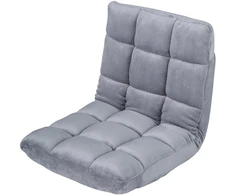 Sofa Promotions Grindų kėdė 14 pozicijų reguliuojama šviesiai pilka su pagalvėle