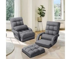 Sofa Promotions Grindų kėdė, 173x69x12 cm, pilka, reguliuojama, sulankstoma