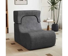 Sofa Promotions Grindų kėdė 95.3x64.8x81.3 cm pilka, nuimama galvos atrama, audinys