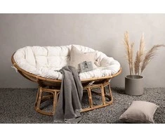Sofa Venture Design Dviejų vietų rataninis dvivietis fotelis 150x54x34 cm smėlio spalvos medvilnė
