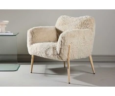 Sofa Venture Design Fotelis Zenzi 50x50x45 cm Smėlio spalvos dirbtinis kailis
