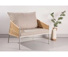 Sofa Venture Design Lounge kėdė Louie 94x74 cm Smėlio spalvos lininis audinys plieno rėmas