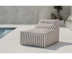 Sofa Venture Design Lounge krepšys 118x94x83 cm baltos ir smėlio spalvos dryžuoto audinio
