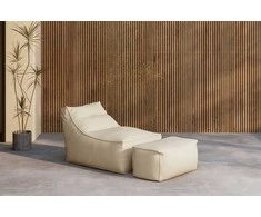 Sofa Venture Design Lounge krepšys Redang su pufu 94x72x40 cm smėlio spalvos