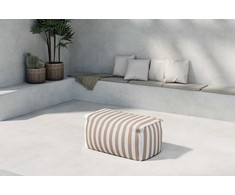 Sofa Venture Design Pufas Redang 75x40x33 cm baltos smėlio spalvos dryžuota medžiaga
