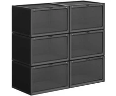 Songmics Batų dėžių rinkinys, 36x28x22 cm, juoda, plastikas