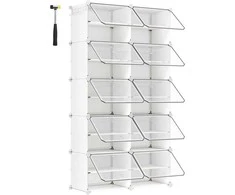 Songmics Batų lentyna 82x32x152 cm balta plastikas