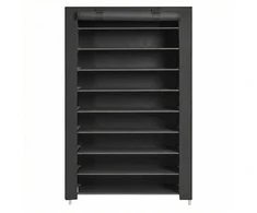 Songmics Batų lentyna 88x28x160 cm Juodas metalinis rėmas
