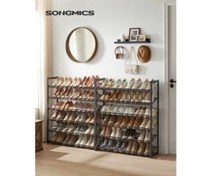 Songmics Batų lentyna, 92.3x30.5x221.4 cm, juoda