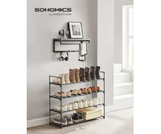 Songmics Batų lentyna, metalas, 92x30x74 cm, juoda