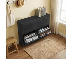 Songmics Batų spintelė su 4 durelėmis 24x105,5x82,7 cm juoda