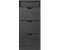Songmics Batų spintelė 3 durelės juoda 24 x 60 x 139 cm