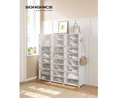Songmics Batų stovas 124.4x31.2x124.6 cm Baltas Saugojimas