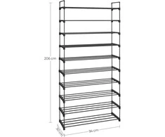 Songmics Batų stovas 30x92x194 cm Juodas metalinis laikymas