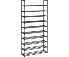 Songmics Batų stovas 30x92x194 cm Juodas metalinis laikymas