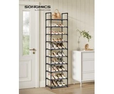 Songmics Batų stovas 45x28x173 cm Pilkas metalinis rėmas