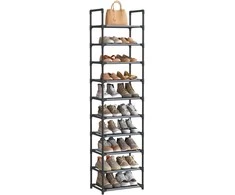 Songmics Batų stovas 45x28x173 cm Pilkas metalinis rėmas