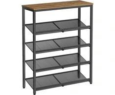 Songmics Batų stovas 75x28x93 cm Rudas ir Juodas Plienas