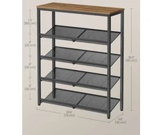 Songmics Batų stovas 75x28x93 cm Rudas ir Juodas Plienas