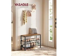 Songmics Batų stovas 76x28x53 cm Rudas Juodas Metalas Mediena
